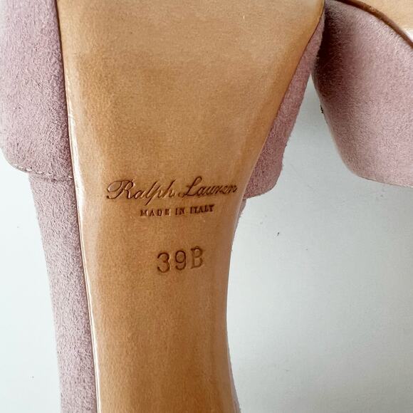 Ralph Lauren Collection Jebine Suede Platform Sandals Pale Pink Mauve | Size 39B - Picture 12 of 16